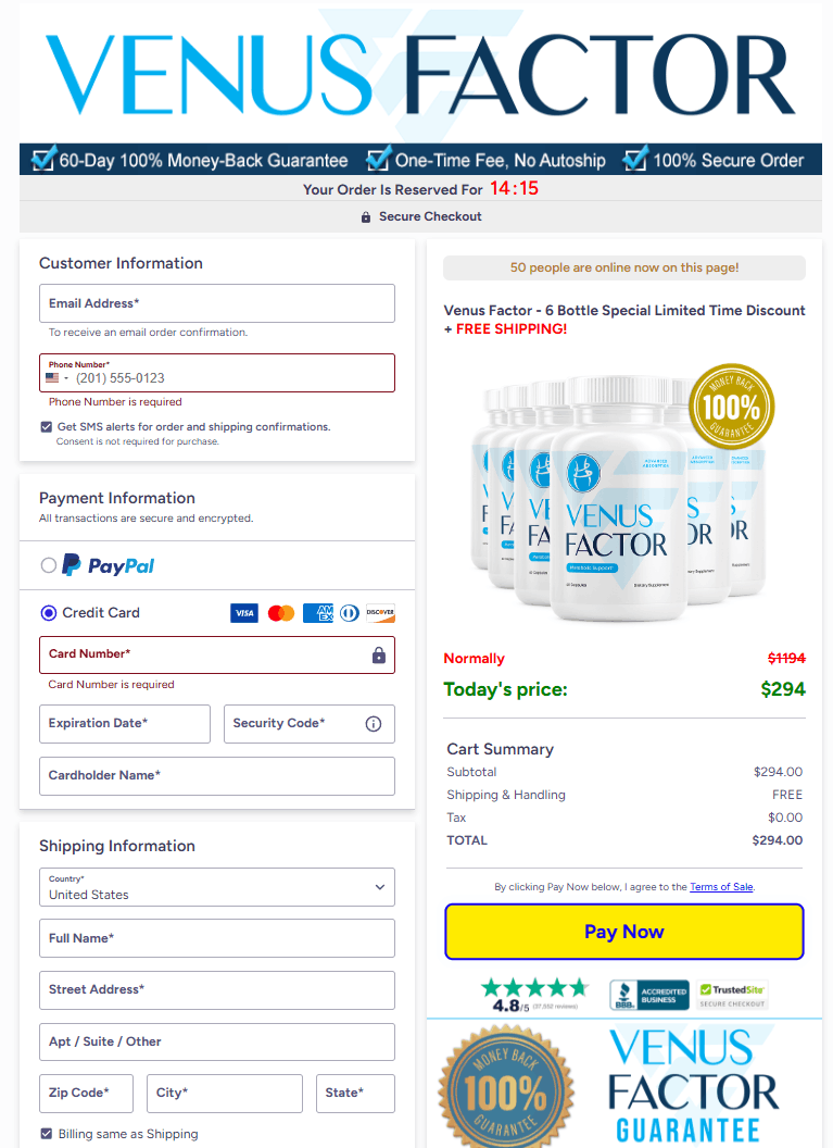 Venus Factor order form